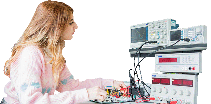 An Electronic Engineering degree student testing electrical equipment